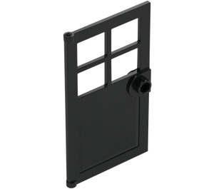 LEGO Black Door 1 x 4 x 6 with 4 Panes and Stud Handle (60623)