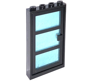 LEGO Sort Door Frame 1 x 4 x 6 with Black Door with Transparent Light Blue Glass