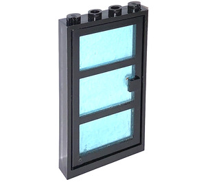 LEGO Schwarz Tür Rahmen 1 x 4 x 6 mit Schwarz Tür mit Transparent Light Blau Glas