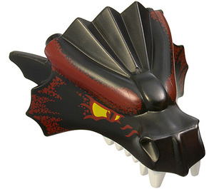 LEGO Black Dragon Head Upper Jaw with Dark Red Scales and Yellow Eyes