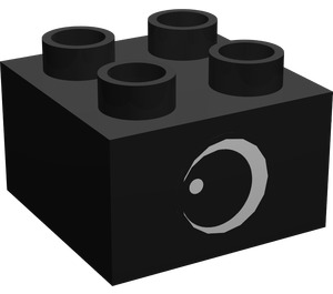 LEGO Black Duplo Brick 2 x 2 with Eye on two sides and white spot (3437)