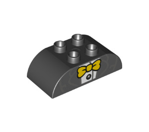 LEGO Noir Duplo Brique 2 x 4 avec Incurvé Sides avec Tuxedo Haut (43814 / 98223)