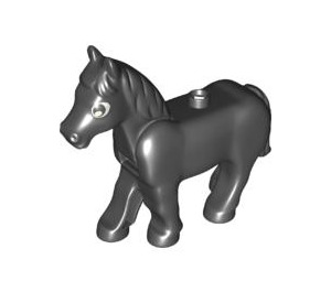 LEGO Black Duplo Horse with Movable Head with Big White Eyes (75725)