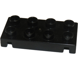 LEGO Black Duplo Plate 2 x 4 with Axle Holders (88760)