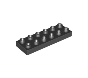 LEGO Black Duplo Plate 2 x 6 (98233)