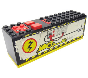 LEGO Svart Electric 9V Batteri Boks 4 x 14 x 4 Bunn  Assembly med Power Puller Mønster Klistremerke (2847)