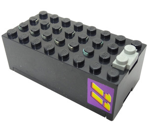 LEGO Black Electric 9V Battery Box 4 x 8 x 2.333 Cover with Yellow '11' on Purple Background Sticker (4760)