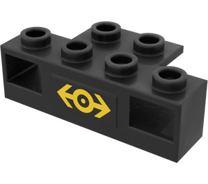 LEGO Svart Electric Tog Lys Prism 1 x 4 Holder med Gul Tog logo Klistremerke (2928)