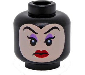 LEGO Black Evil Queen Head with Light Flesh Face (Recessed Solid Stud) (3626 / 101976)