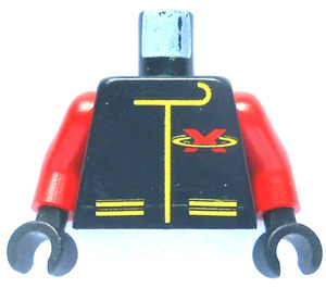 LEGO Noir Extreme Team Torse avec rouge X et Jaune Zipper et Pockets avec rouge Bras et Noir Mains (973)