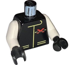 LEGO Black Extreme Team Torso with Red X and Yellow Zipper and Pockets with White Arms and Black Hands (973)