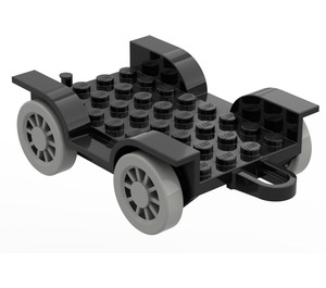 LEGO Black Fabuland Car Chassis 8 x 6.5 (Complete) (4796)