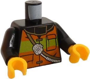 LEGO Svart Brandman's Kropp med Orange och Gul Säkerhetsväst (973 / 76382)