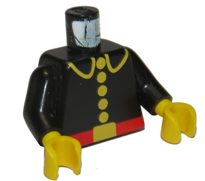 LEGO Musta Palomies Vartalo jossa 5 Painikkeet ja Punainen Vyö (973)