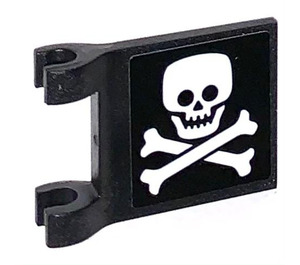 LEGO Black Flag 2 x 2 with Scull and Bones Sticker without Flared Edge (2335)