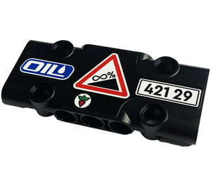 LEGO Black Flat Panel 3 x 7 with 'OIL', License Plate '421 29', Road sign Sticker (71709)