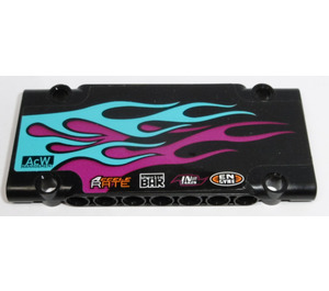 LEGO Black Flat Panel 5 x 11 with Azure and Magenta Flames and Sponsor Logos (Left) Sticker (64782)