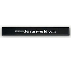 LEGO Black Tile 1 x 8 with 'www.ferrariworld.com' Sticker