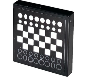 LEGO Black Tile 2 x 2 with Chess Board Sticker with Groove