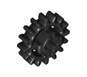 LEGO Schwarz Ausrüstung mit 16 Zähne (Verstärkt) (94925)