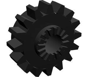 LEGO Black Gear with 16 Teeth with Clutch (with Teeth around Hole) (6542)