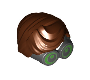 LEGO Zwart Bril met Reddish Bruin Golvend Haar met Groen Lenses en Pupils (28149 / 36326)