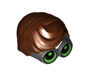 LEGO Black Glasses with Reddish Brown Wavy Hair with Green Lenses and Pupils Looking Up (31931)
