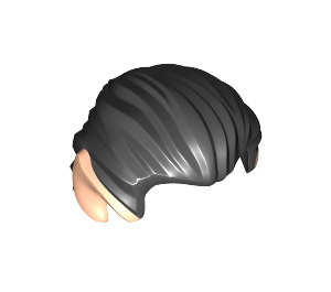 LEGO Black Hair Swept Back with Light Flesh Ears (36837)