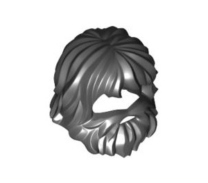 LEGO Schwarz Haar mit Beard und Mouth Loch (86396 / 87999)