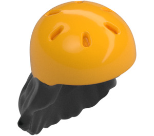 LEGO Noir Cheveux avec Bright Lumière Orange Des sports Casque (2137)