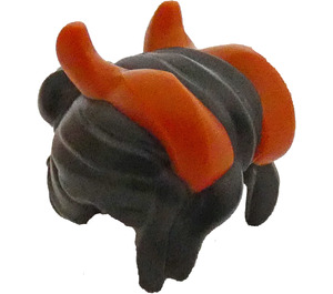 LEGO Black Hair with Dark Orange Horns