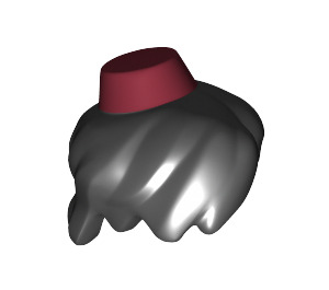 LEGO Schwarz Haar mit Dark rot Fez (25991 / 45716)