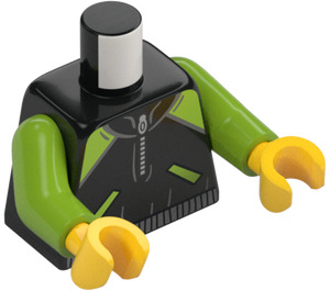 LEGO Svart Halv Zip Jakke med Lime Sleeves Overkropp (973 / 76382)