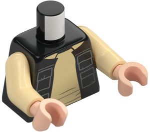 LEGO Black Han Solo with Celebration Medal and Wavy Hair Minifig Torso (973 / 76382)