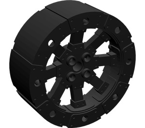 LEGO Black Hard Plastic Wheel Ø56 x 22 with Spokes (55817 / 61745)