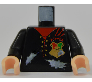 LEGO Zwart Harry Potter Torso met Rood POTTER Stitching en Zwart Armen en Licht Vleeskleur Handen (973 / 76382)