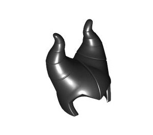 LEGO Black Head Cover with Large Curved Horns (Flexible Rubber) (24636)