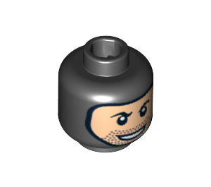 LEGO Black Head with Balaclava, Evil Grin and Stubble (Recessed Solid Stud) (13365 / 73433)