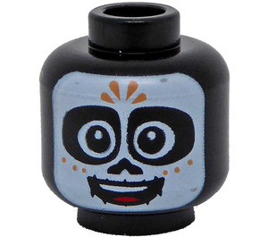 LEGO Black Head with Face Painting White (Recessed Solid Stud) (3626 / 101991)