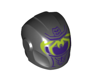 LEGO Nero Casco con Liscio Anteriore con Spindrax Viola e Lime (28631 / 76815)