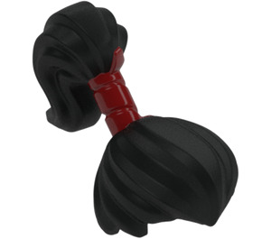 LEGO Black High Ponytail with Dark Red Wrap (65425)