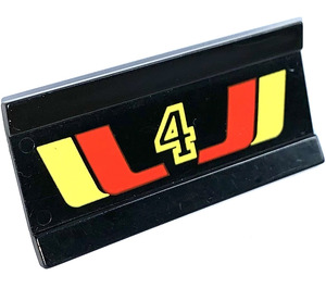 LEGO Black Hinge 6 x 3 with Number 4 and Red and Yellow Stripes (2440)