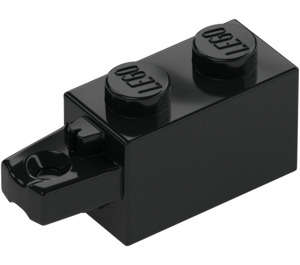 LEGO Noir Charnière Brique 1 x 2 Verrouillage avec Single Finger sur Fin Horizontal (30541 / 53028)