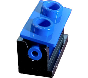 LEGO Schwarz Hinge Brick 1 x 2 with Blue Top Plate