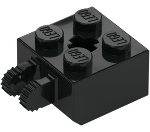 LEGO Czarny Zawias Cegła 2 x 2 Zamykający z Axlehole I Dual Finger (40902 / 53029)