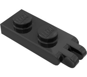 LEGO Svart Gångjärn Platta 1 x 2 med 2 Stubbar och Fast Knoppar (Solida knoppar)