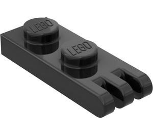 LEGO Schwarz Scharnier Platte 1 x 2 mit 3 Stummel und festen Noppen