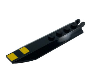 LEGO Black Hinge Plate 1 x 8 with Angled Side Extensions with 2 Bright Light Yellow Stripes Sticker (Round Plate Underneath) (14137)