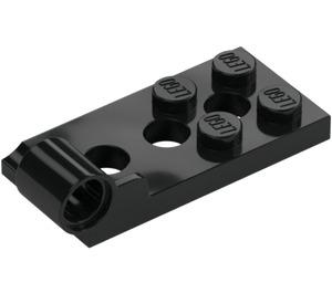 LEGO Zwart Scharnier Plaat Onderkant 2 x 4 met 4 Noppen en 3 pin gaten (98285)