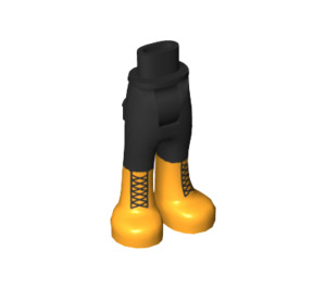 LEGO Noir Hanche avec Pants avec Bright Light Orange Boots et Noir Laces (16925)
